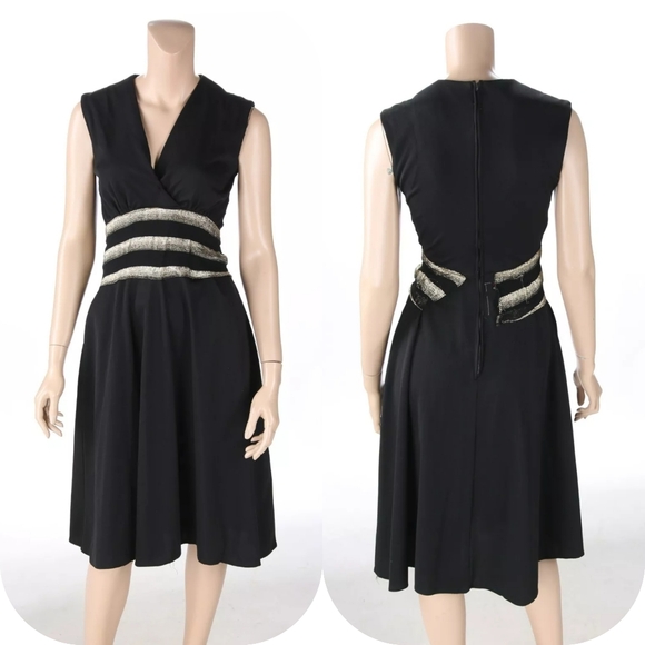 lisa robin Dresses & Skirts - Lisa Robin Vintage 60s 70s Black & Gold Cocktail Dress size 12